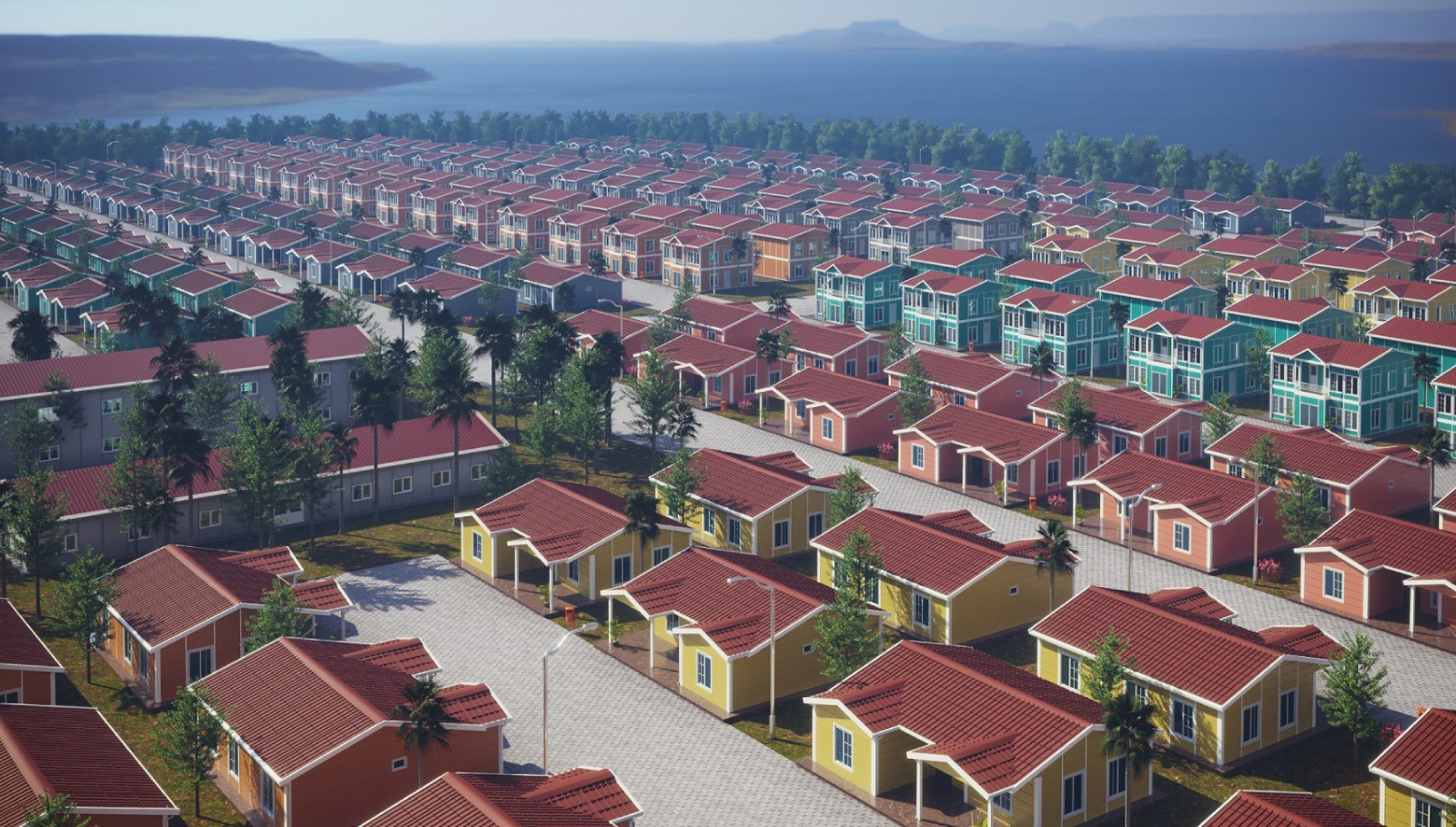 Aerial view of completed housing estate